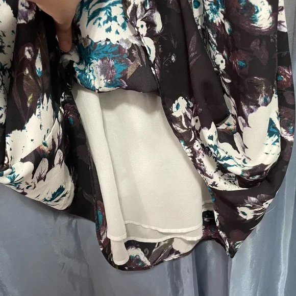 KISMET Black, White, & Blue Floral Dress Formal/Workwear Lined Sz M - Picture 5 of 7